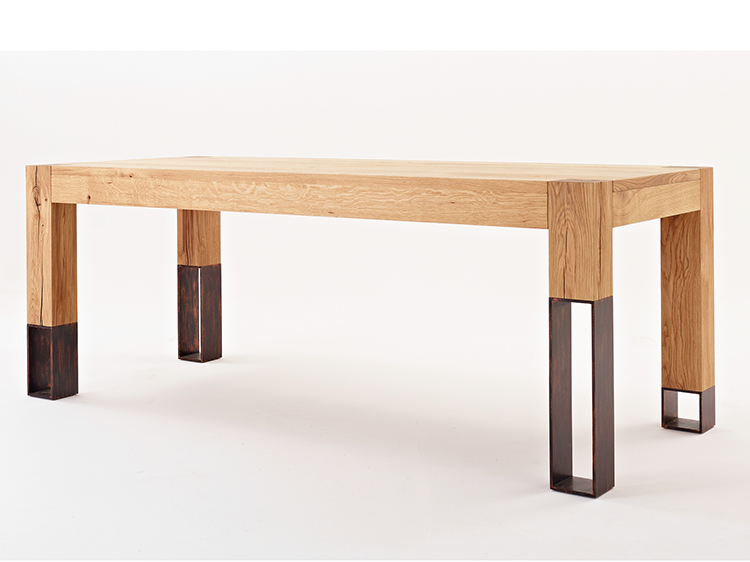 简约美式原木餐桌大板式会议桌长桌子榆木餐桌定做复古全实木餐桌