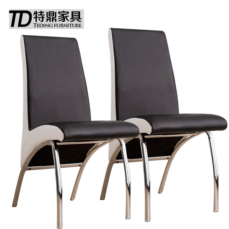 简约现代 软皮面餐厅餐椅金属不锈钢休闲椅工作会议椅整装包邮椅