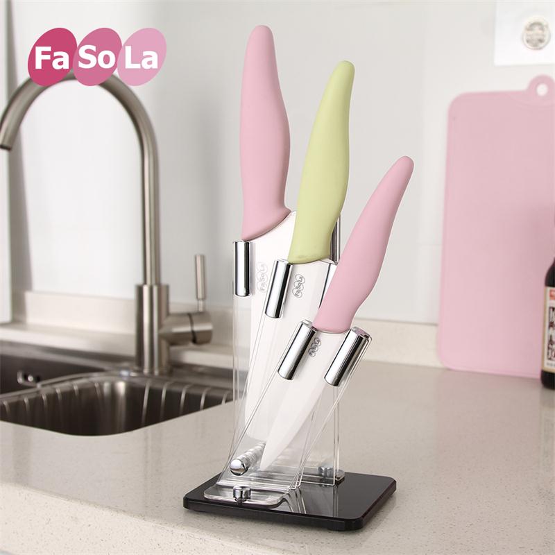 日本FaSoLa刀架陶瓷刀专用放刀架子置物架子创意厨房三把刀架刀座折扣优惠信息