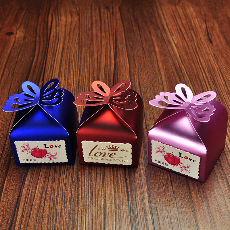个性创意铝箔喜糖盒子礼品包装糖果盒蝴蝶2015婚庆婚礼结婚用品折扣优惠信息
