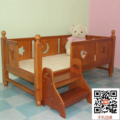 儿童家具小孩床单人松木床类1.5米儿童床带护栏男女孩实木婴儿床折扣优惠信息