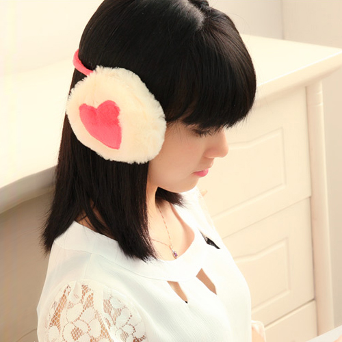 韩版时尚保暖耳套女冬可爱心形耳包毛绒耳罩耳捂后带毛绒护耳折扣优惠信息