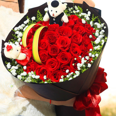 红玫瑰深圳鲜花速递同城送花求婚女友生日情人节礼物广州重庆杭州