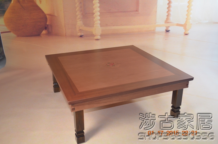 新款!/韩国进口饭桌/韩式折叠餐桌/木质折叠桌/彩刻花方桌80厘米