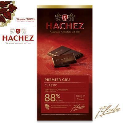 德国原装进口哈骑仕HACHEZ88%_77%_55.5%经典黑巧克力排块直板