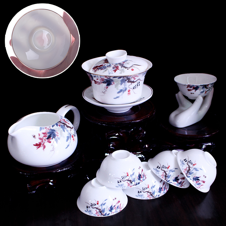 高档中国风骨瓷茶具套装创意中式高档整套茶具陶瓷手绘泡茶杯茶海