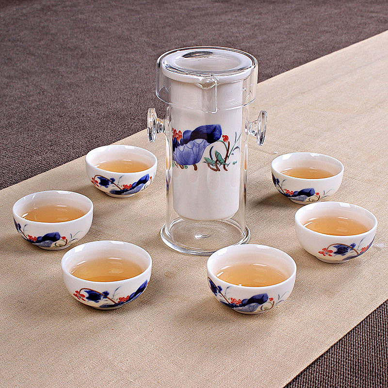 青花瓷玻璃茶具红茶花茶功夫茶具套装冲泡茶器陶瓷双耳耐热茶杯壶折扣优惠信息