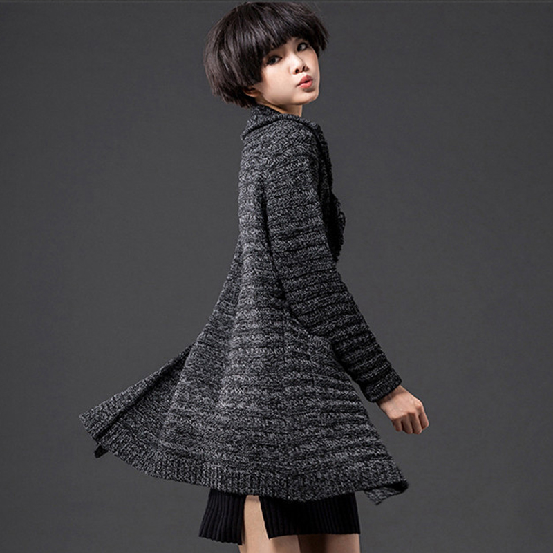 2015秋冬女装新款羊绒针织大衣加厚中长款翻领毛衣外套羊毛衣开衫