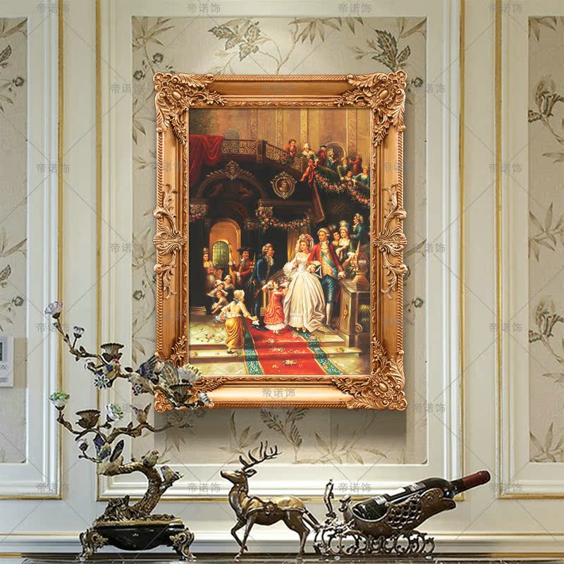 帝诺饰手绘古典宫廷人物油画欧式客厅装饰画玄关酒店会所有框画