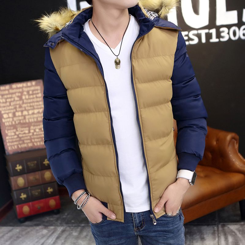 冬季青少年棉衣男修身型学生冬装棉服短款长袖带帽加厚棉袄外套潮