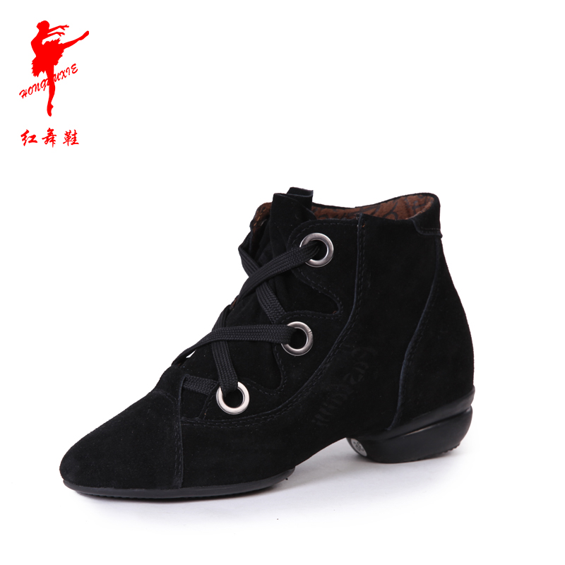 正品红舞鞋10272高腰系带现代舞蹈鞋女式练功鞋黑色咖啡特价促销