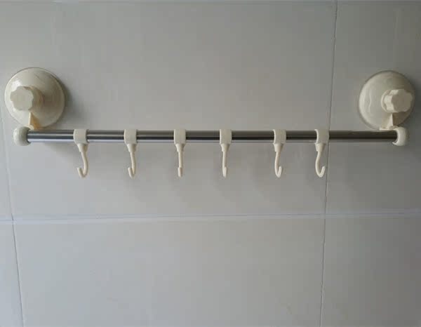 强力吸盘厨房挂钩卫生间浴室毛巾架单杆浴巾架不锈钢单层置物304