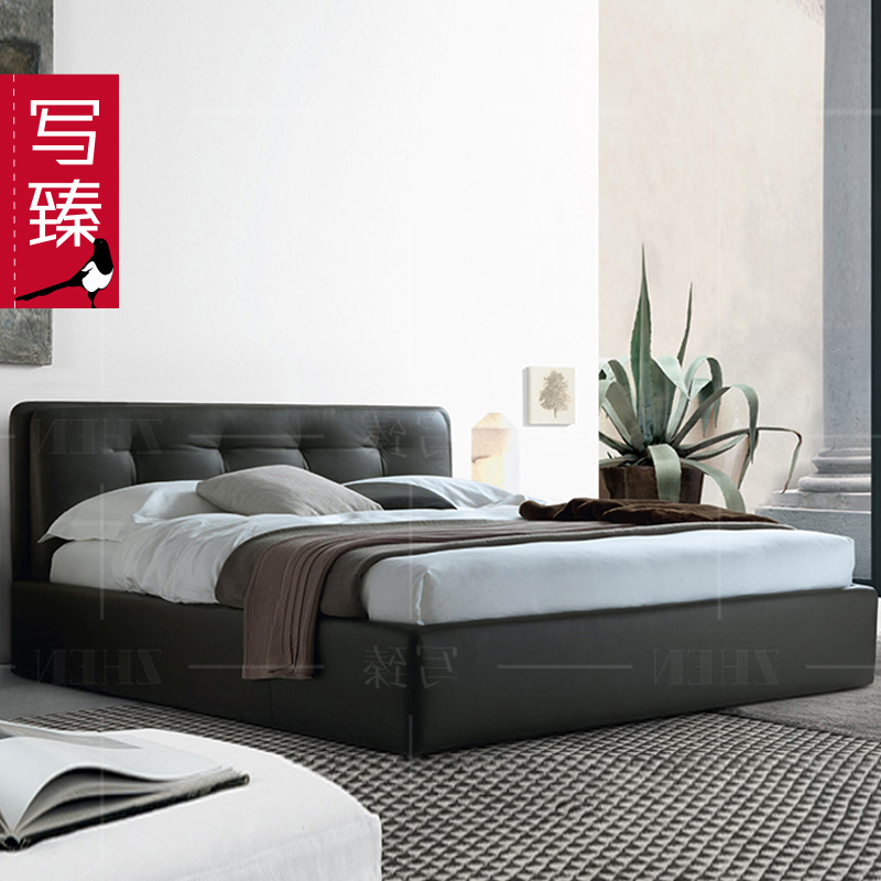 北京写臻家具现代简约意大利设计 软体床 1.8米双人床布艺床 古特