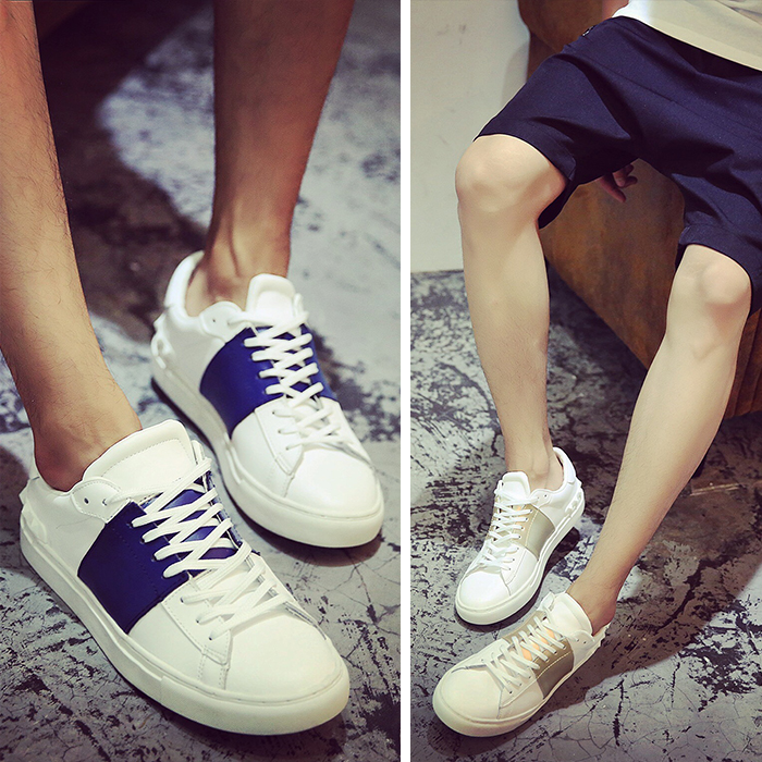 今年新款2015夏季时尚韩版潮流拼接 铆钉设计男式低帮休闲鞋子