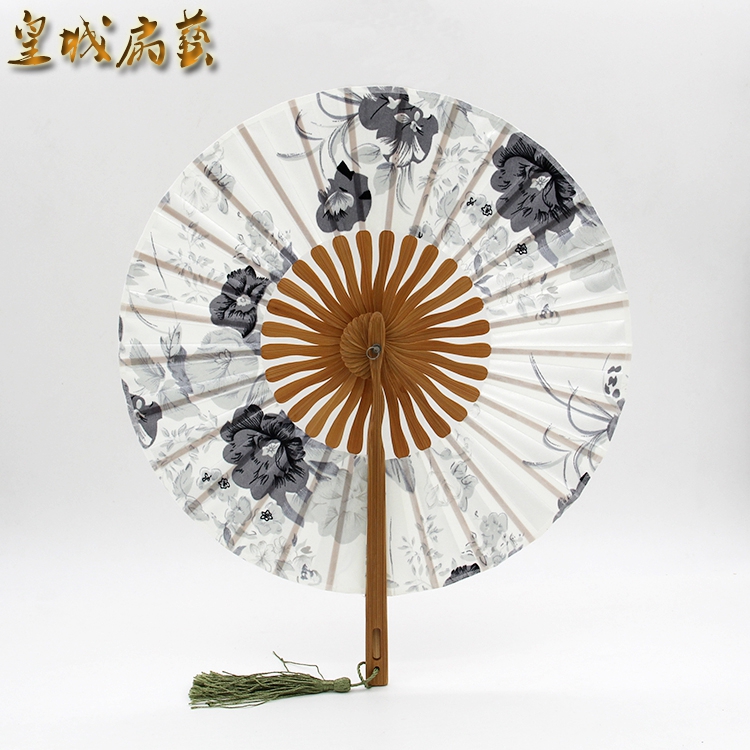 江户日式 360度旋转团扇圆形竹工艺扇日本樱花风车扇和风扇子折扇