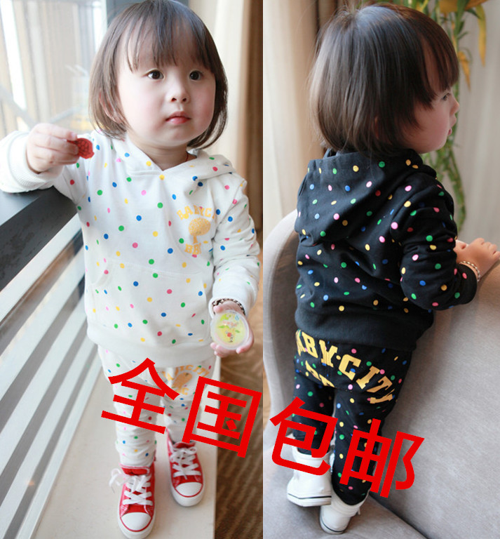 2014秋装新款女童装波点儿童套装女宝宝婴儿韩版衣服0一1两2三3岁