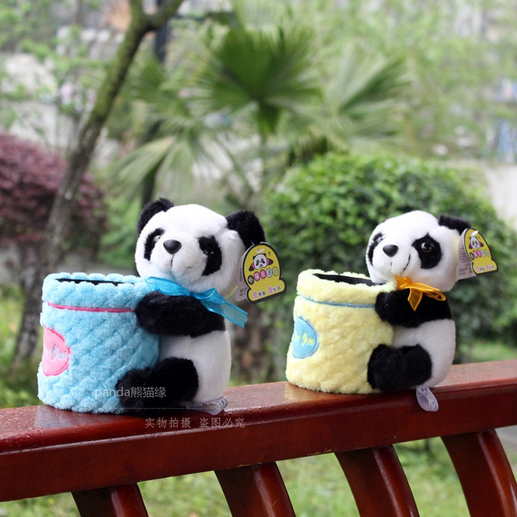 2个包邮 正品四川成都旅游熊猫纪念品大熊猫毛绒彩色笔筒文具礼品