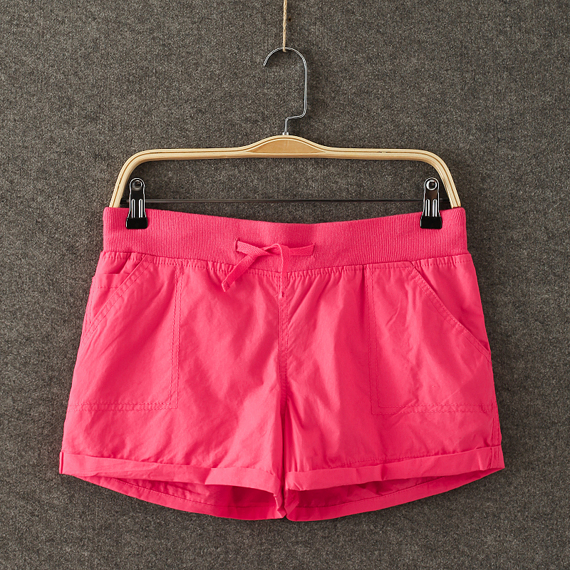 欧单出口2015夏季女装新款 糖果色甜美多口袋性感纯棉短裤热裤折扣优惠信息