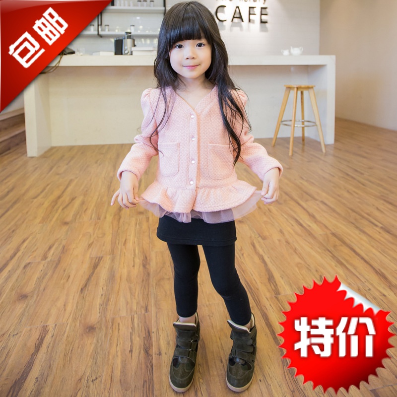 韩版2015女童0-6岁可爱甜美公主范裙摆拼接上衣单排扣开衫童装潮折扣优惠信息