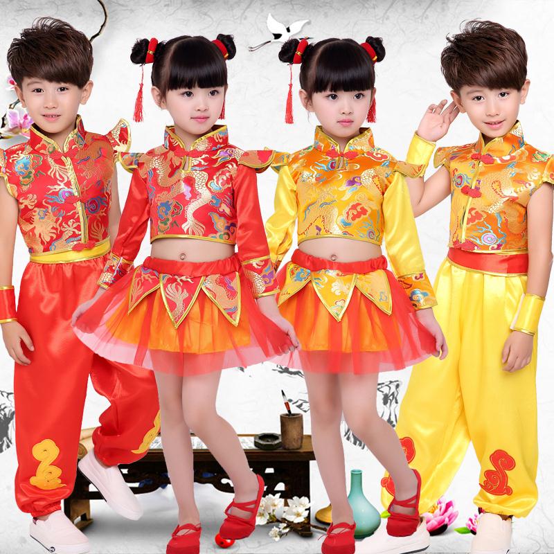 儿童黄色白色红色武术练功男孩中国风服表演幼儿舞蹈演出新款/折扣优惠信息