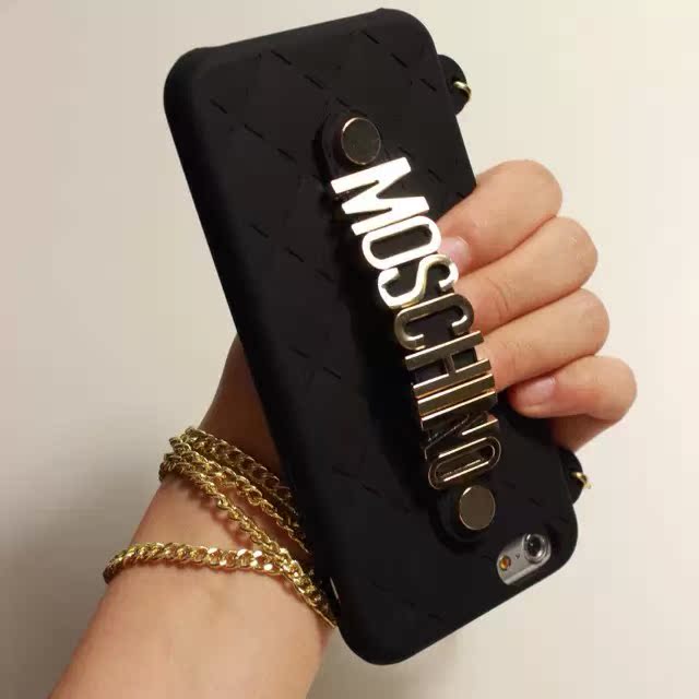 Moschino米兰包 iphone6 plus手机壳 苹果6 硅胶套金属字母链条包