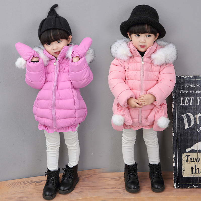 女童冬装加厚棉衣 童装2015年新款棉袄 女宝宝韩版外套毛领棉服