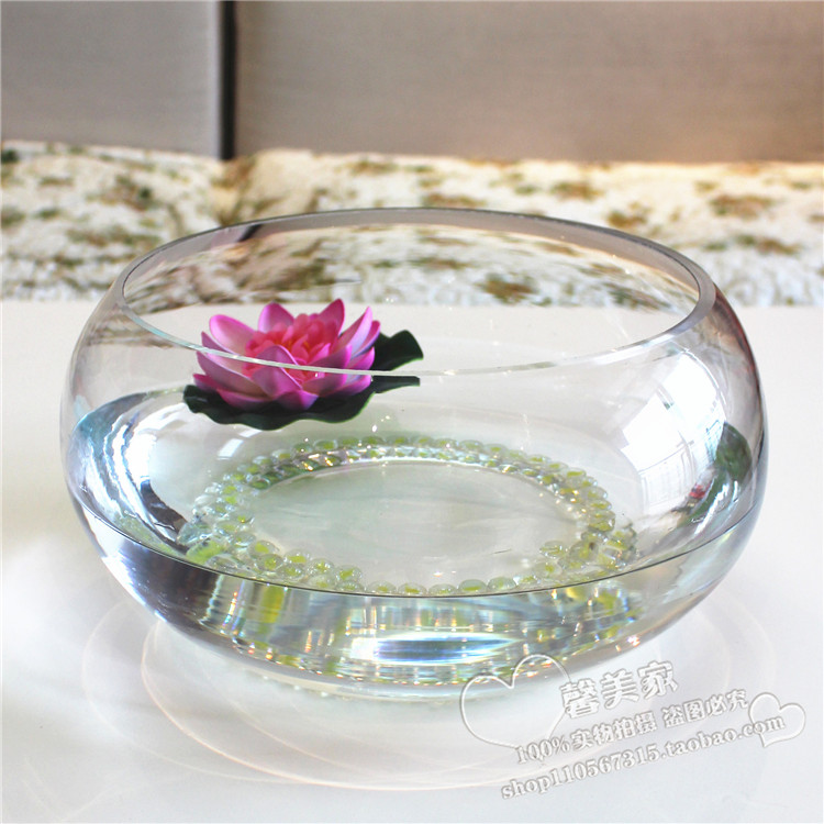 包邮 透明大中号圆形生态创意玻璃鱼缸金鱼缸水培花瓶 乌龟缸鼓缸折扣优惠信息