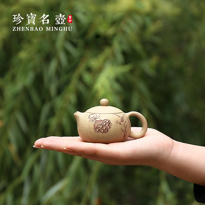宜兴正品紫砂壶全手工西施壶迷你茶具段泥刻绘小品小容量精品茶壶