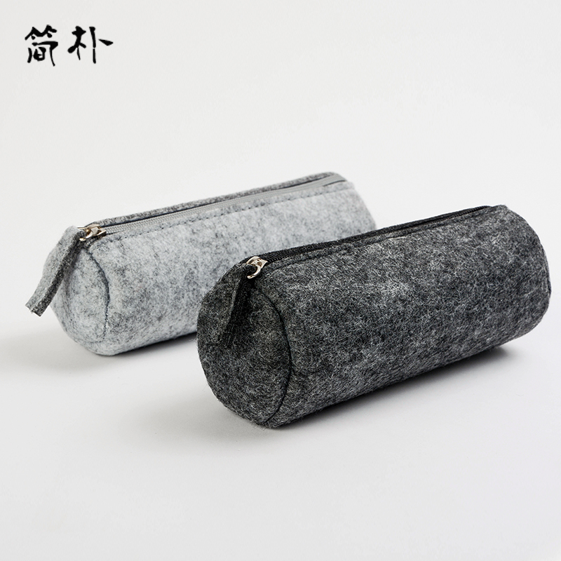 简朴羊毛毡笔袋韩国简约个性大容量学生文具收纳袋包邮