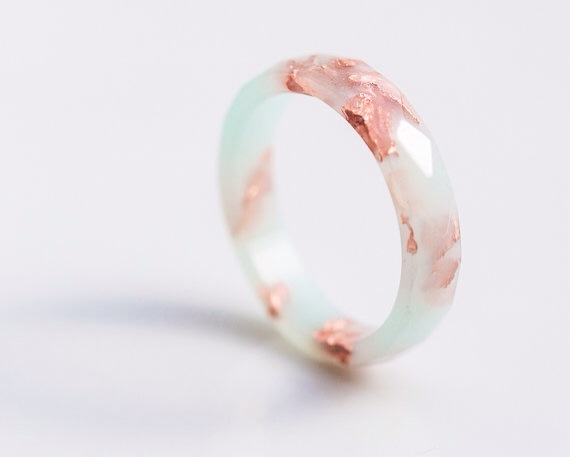 现货 法国设计师Elena 塞尚 凝聚时光系列 薄荷绿玫瑰金箔戒指