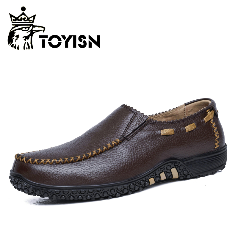 Toyisn新款正品男士休闲皮鞋商务豆豆鞋真皮驾车鞋大码男鞋454647