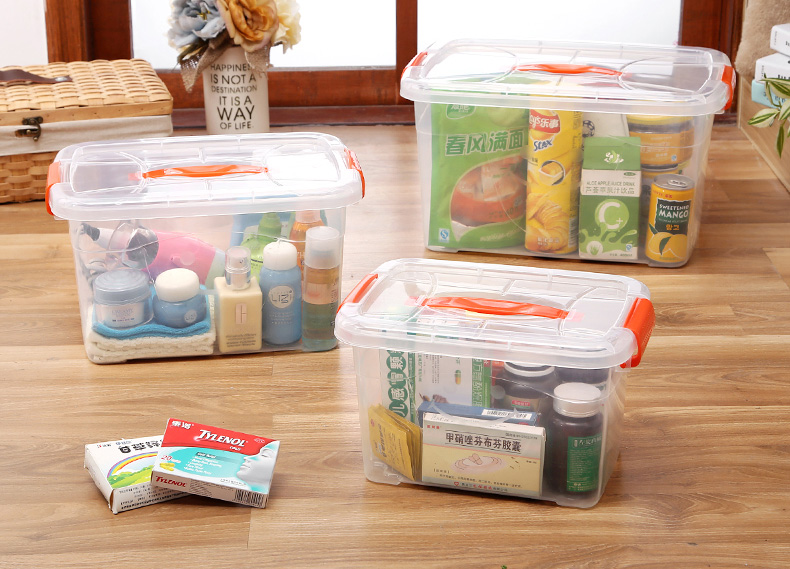 大号手提食品级有盖塑料整理箱透明塑料收纳箱储物箱 收纳盒包邮