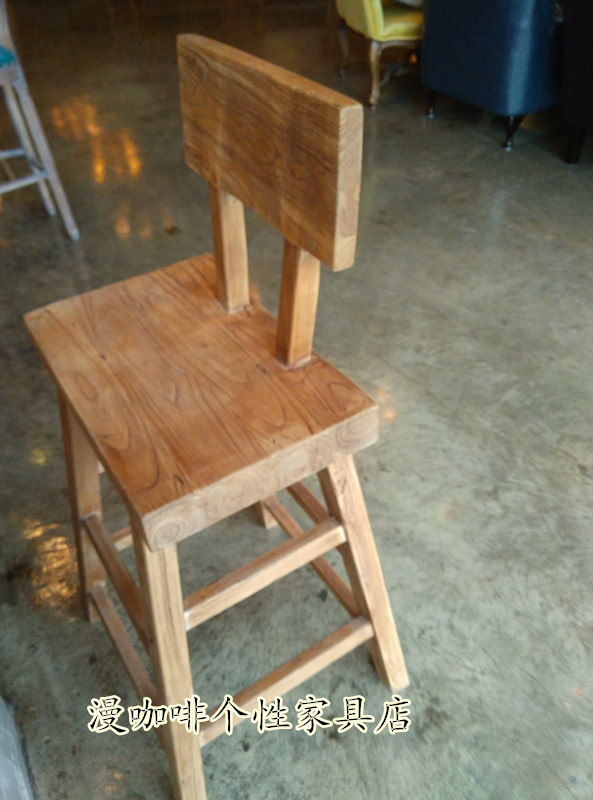 漫咖啡桌椅 老榆木老门板吧椅高脚椅漫咖啡家具可定做