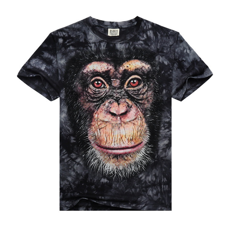 嘻哈2015新款动物3D个性印花T恤 猩球崛起立体印花摇滚短袖T恤