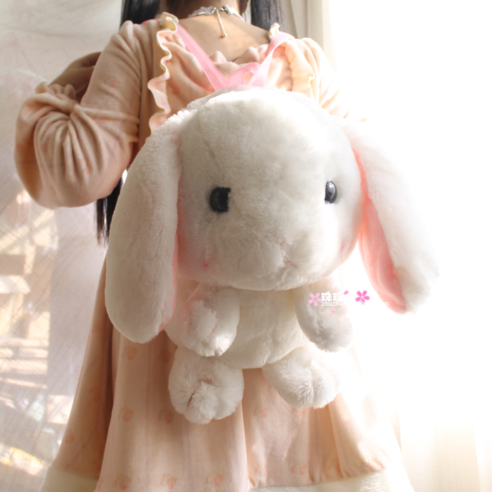 日本 lolita超萌软妹卖萌 cos毛绒 垂耳兔背包双肩包/毛绒兔子包