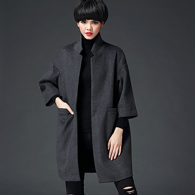 2016秋冬新款韩版羊毛修身显瘦大衣复古优雅气质外套时尚气质女装