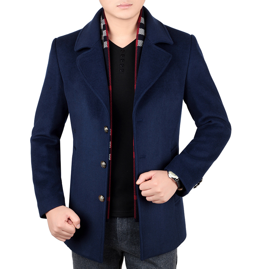 2016新款海澜之家羊毛呢大衣 西装领单排扣男士休闲羊绒外套风衣