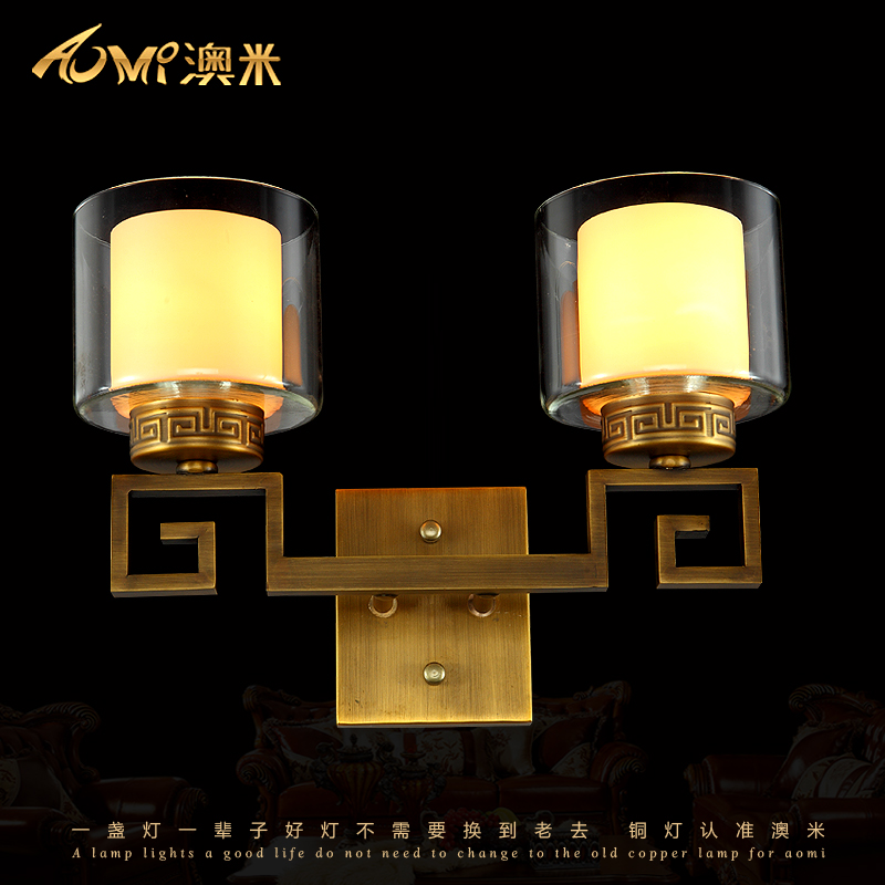 澳米铜灯壁灯  现代中式灯 过道壁灯 简约中式客厅卧室床头铜壁灯折扣优惠信息