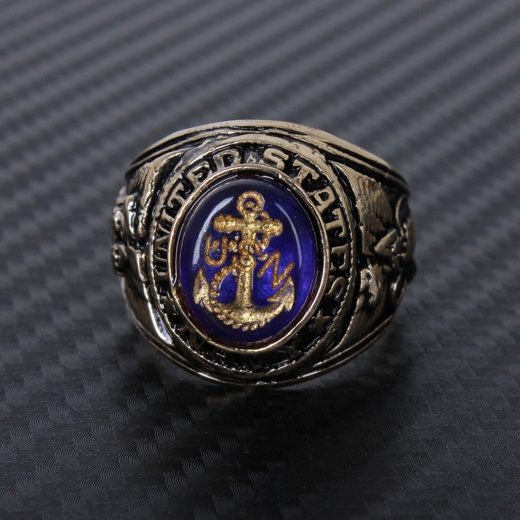 美国海军戒指 USN 荣誉戒指 纯铜 男士戒指 兵种服役纪念戒指