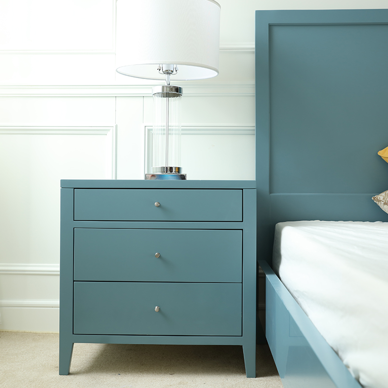 北欧纯蓝色床头柜实木设计师小户型简约小美式储物柜抽屉卧室家具折扣优惠信息