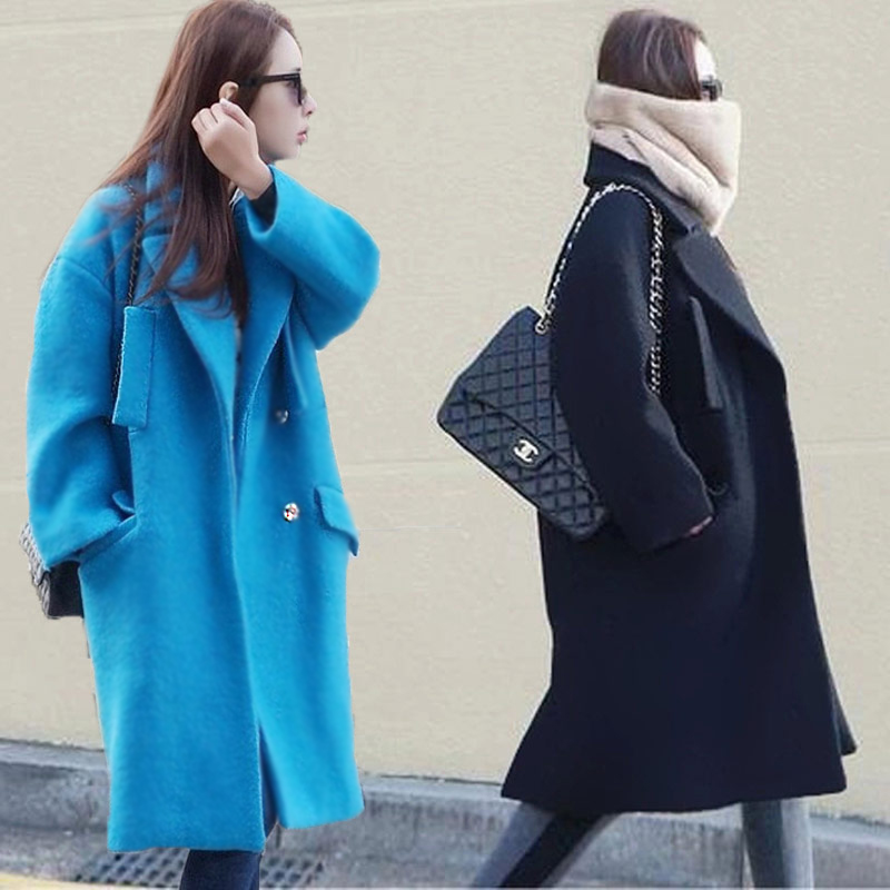 韩国2015冬季加厚茧型呢子大衣女双面呢中长款妮子宽松毛呢外套折扣优惠信息
