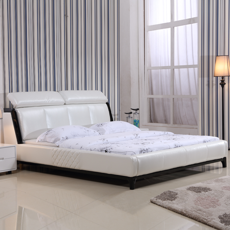 宜家小户型简约现代1.5米 1.8米双人婚床软体皮包经济型大床A99