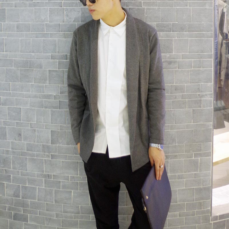 秋装日系韩版男士针织开衫毛衣薄款针织衫男修身毛线衣空调衫外套