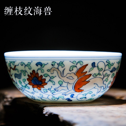 景德镇仿古成化斗彩瓷器 陶瓷茶盏品茗杯个人杯 功夫茶小杯子