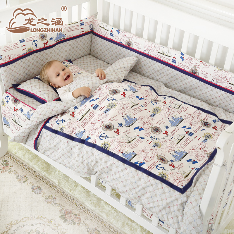 龙之涵婴儿床床围全棉婴儿床品套件宝宝床围纯棉大件套可拆洗防撞