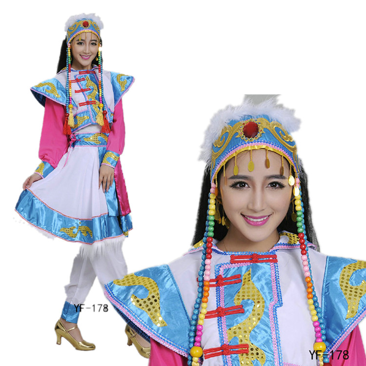 成人演出服装女表演服蒙古族服装藏族裙苗彝族民族舞少数民族舞蹈