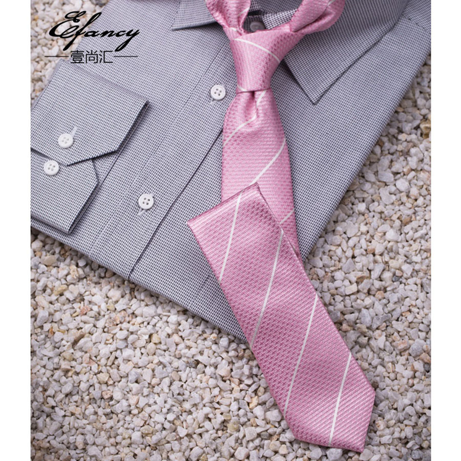 efancy男士韩版领带男窄版桑蚕丝商务正装婚庆新郎结婚粉条纹领带