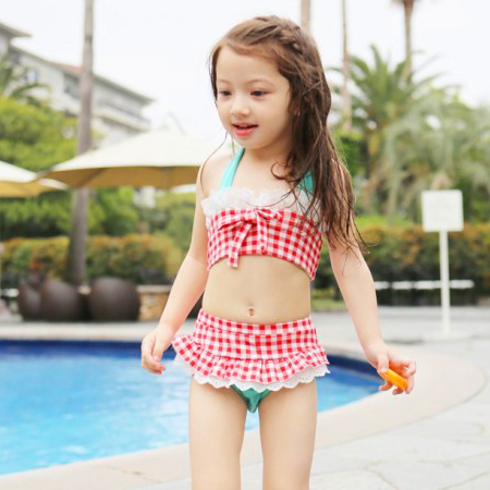 韩国童装儿童女童泳装2016韩版夏天分体游泳衣防晒帽子三件套公主