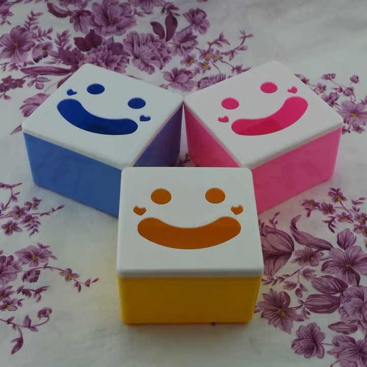 可爱笑脸 纸巾盒  创意纸巾抽盒  正方形卡通卷纸盒  抽纸盒