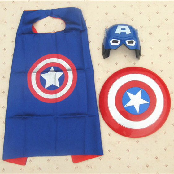 儿童美国队长服装超人披风表演出服饰发光面具护盾牌玩具披肩斗篷折扣优惠信息